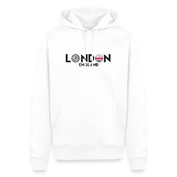 Londres, Londres Angleterre, T-shirts londres, Angleterre - Sweat à capuche Premium bio Homme - blanc - Devant - Nico (187cm)