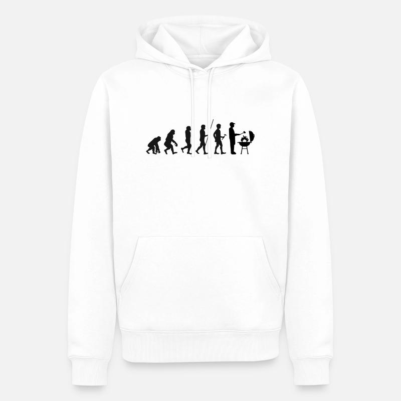 Grillen Evolution - Männer Premium Bio Hoodie - Weiß