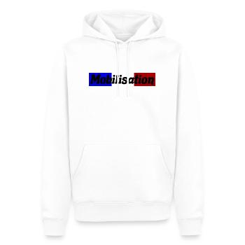 Mobilisation française - Sweat à capuche Premium bio Homme - blanc - Devant - Nico (187cm)