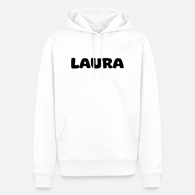 Nom - Laura - Sweat à capuche Premium bio Homme - blanc