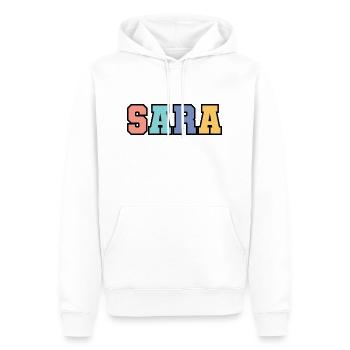 Name - Sara - Männer Premium Bio Hoodie - Weiß - Vorne - Nico (187cm)