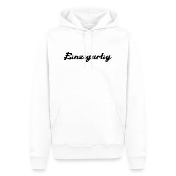 einzigartig - Männer Premium Bio Hoodie - Weiß - Vorne - Nico (187cm)