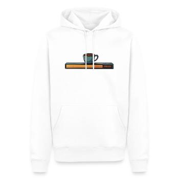 Der Kaffee wird geladen - Männer Premium Bio Hoodie - Weiß - Vorne - Nico (187cm)