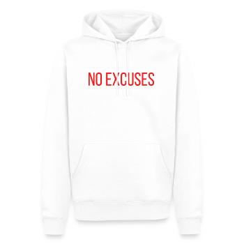 NO EXCUSES - Männer Premium Bio Hoodie - Weiß - Vorne - Nico (187cm)