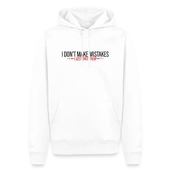Je ne fais pas d’erreurs, je les sors juste 4 - Sweat à capuche Premium bio Homme - blanc - Devant - Nico (187cm)