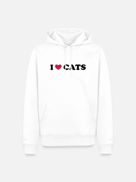 I Love Cats - Männer Premium Bio Hoodie - Weiß