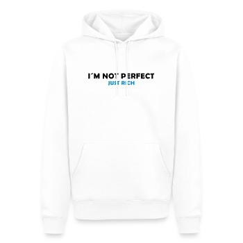 I´m not perfect - just rich - Männer Premium Bio Hoodie - Weiß - Vorne - Nico (187cm)