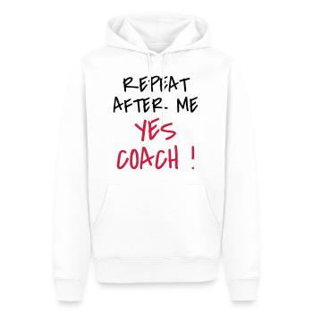 Coach / Coaching / Entraineur / Sport - Sweat à capuche Premium bio Homme - blanc - Devant - Nico (187cm)