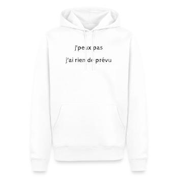 j peux pas j ai rien de prévu - Sweat à capuche Premium bio Homme - blanc - Devant - Nico (187cm)