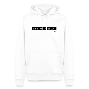 Life irritates art - Men’s Premium Organic Hoodie - white - Front - Nico (187cm)