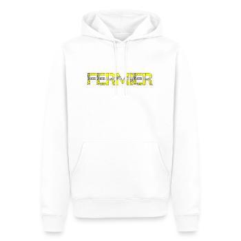 Fermier Gillet jaune - Sweat à capuche Premium bio Homme - blanc - Devant - Nico (187cm)