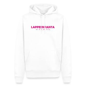Lappeenranta - Finlande - Coordonnées - Longitude - Sweat à capuche Premium bio Homme - blanc - Devant - Nico (187cm)