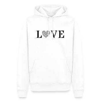 LOVE Motiv | minimalistisch schwarz - Männer Premium Bio Hoodie - Weiß - Vorne - Nico (187cm)