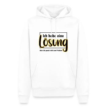 Ich habe eine Lösung lustiger Spruch - Männer Premium Bio Hoodie - Weiß - Vorne - Nico (187cm)