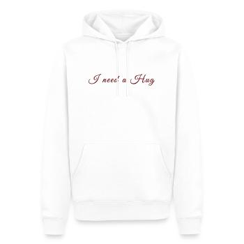 I need a Hug - Männer Premium Bio Hoodie - Weiß - Vorne - Nico (187cm)