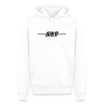 2025 Jahr - Männer Premium Bio Hoodie - Weiß - Vorne - Nico (187cm)