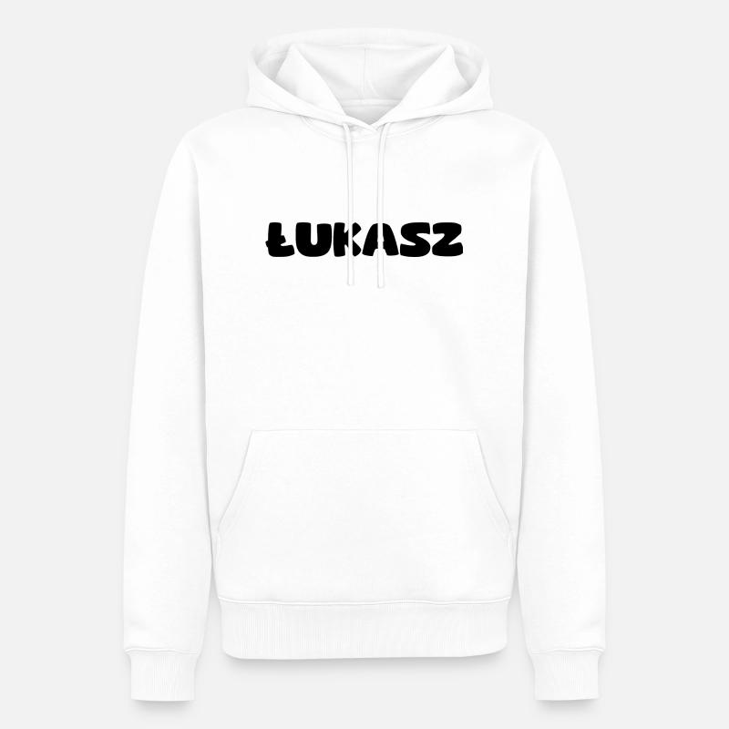Nom - Lukasz - Sweat à capuche Premium bio Homme - blanc