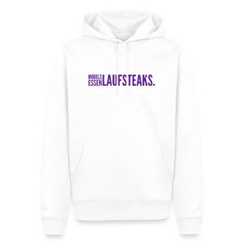 MODELS essen Lauf STEAKS +++ Funny and New Design! - Männer Premium Bio Hoodie - Weiß - Vorne - Nico (187cm)
