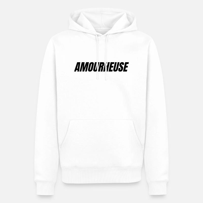 amourheuse-amoureuse heureuse - Sweat à capuche Premium bio Homme - blanc
