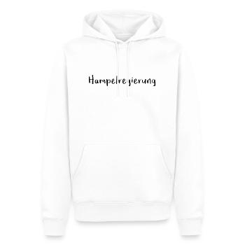 Hampelregierung Logo Text Selfmade - Männer Premium Bio Hoodie - Weiß - Vorne - Nico (187cm)