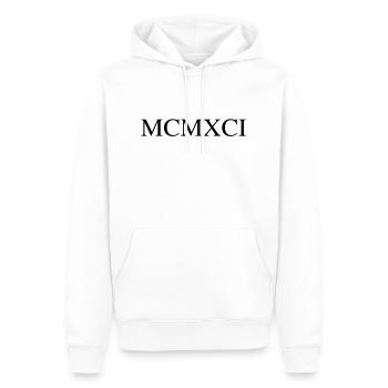 1991 - Männer Premium Bio Hoodie - Weiß - Vorne - Nico (187cm)