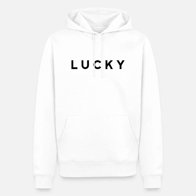 lucky - sei optimistisch - Männer Premium Bio Hoodie - Weiß