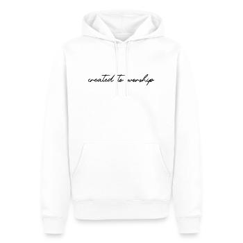 created to worship - Männer Premium Bio Hoodie - Weiß - Vorne - Nico (187cm)