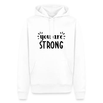 Du bist stark - Männer Premium Bio Hoodie - Weiß - Vorne - Nico (187cm)