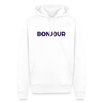 Bonjour, Französisch Bonjour, Bonjour Hoodies,Hallo - Männer Premium Bio Hoodie - Weiß - Vorne - Nico (187cm)
