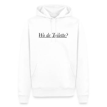 Eau de Toilette - Wo de Toilette? - Männer Premium Bio Hoodie - Weiß - Vorne - Nico (187cm)