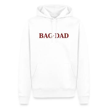 Lustiger Spruch: "BAG DAD" - Männer Premium Bio Hoodie - Weiß - Vorne - Nico (187cm)