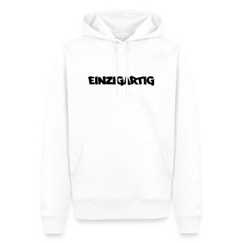 einzigartig - Männer Premium Bio Hoodie - Weiß - Vorne - Nico (187cm)