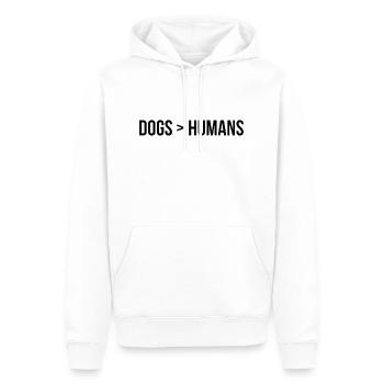 Dogs > Humans; Hunde sind besser als Menschen - Männer Premium Bio Hoodie - Weiß - Vorne - Nico (187cm)