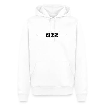 2025 Jahr - Männer Premium Bio Hoodie - Weiß - Vorne - Nico (187cm)