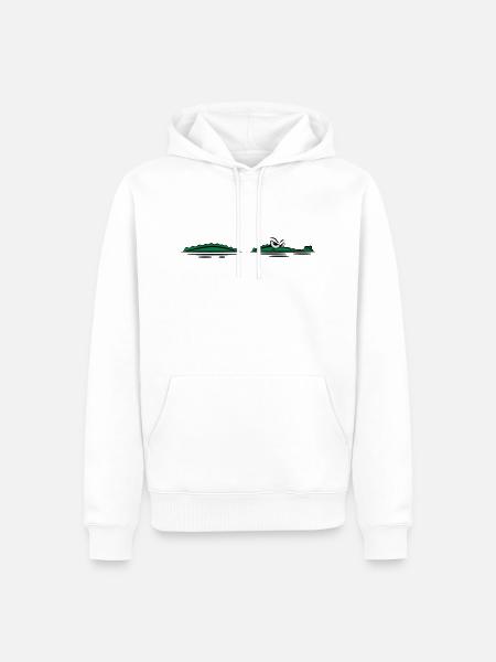 Krokodil lauern wasser witzig - Männer Premium Bio Hoodie - Weiß