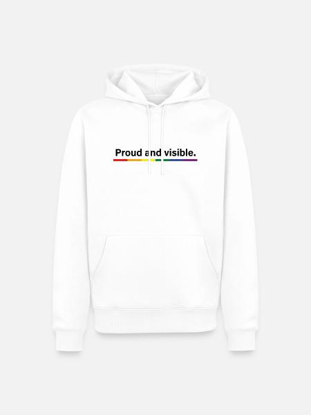 Proud and visible - Men’s Premium Organic Hoodie - white