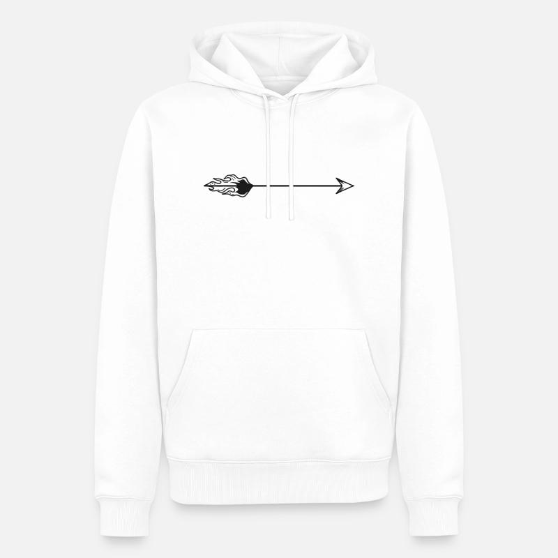 Flèche dessinée avec du feu - Sweat à capuche Premium bio Homme - blanc