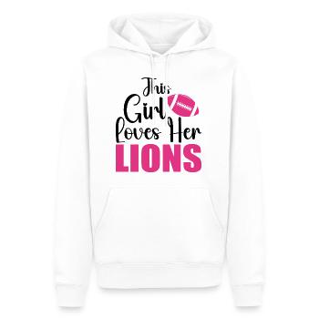 Dieses Mädchen liebt seine Löwen - Männer Premium Bio Hoodie - Weiß - Vorne - Nico (187cm)