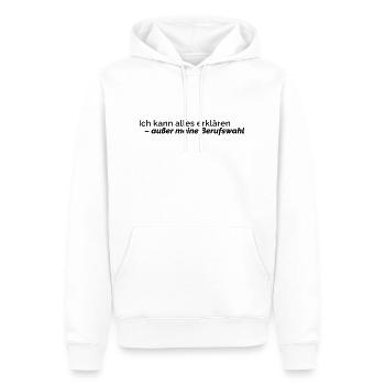 Alles erklären – außer die Berufswahl - Männer Premium Bio Hoodie - Weiß - Vorne - Nico (187cm)