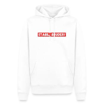 Stabil, Bruder! - Männer Premium Bio Hoodie - Weiß - Vorne - Nico (187cm)