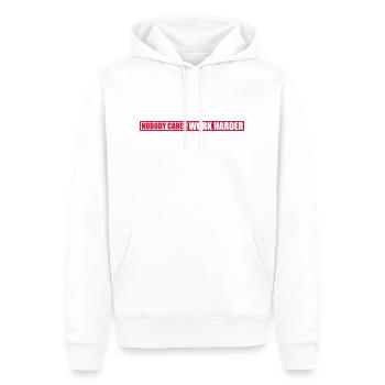nobody cares work harder - Männer Premium Bio Hoodie - Weiß - Vorne - Nico (187cm)
