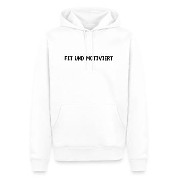 Fit und Motiviert - Männer Premium Bio Hoodie - Weiß - Vorne - Nico (187cm)