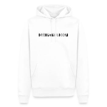 Caressez votre chien en disant - Sweat à capuche Premium bio Homme - blanc - Devant - Nico (187cm)
