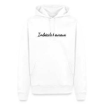 Imbécile heureux seul - Sweat à capuche Premium bio Homme - blanc - Devant - Nico (187cm)