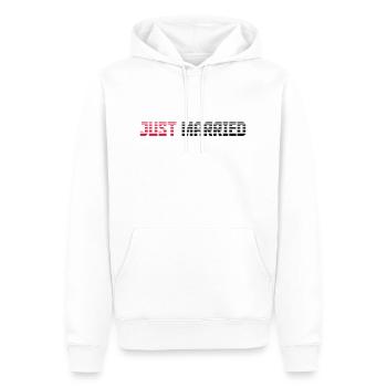 Just Married Text Logo Design - Men’s Premium Organic Hoodie - white - Front - Nico (187cm)