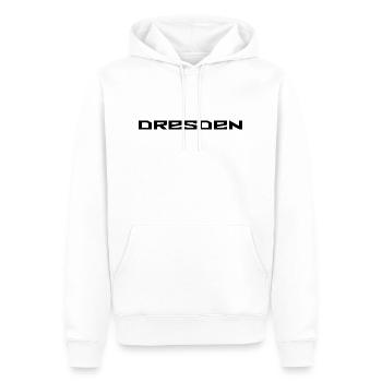Dresden Slogan - Deutschland - Germany - Männer Premium Bio Hoodie - Weiß - Vorne - Nico (187cm)