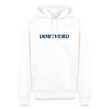 Dortmund Slogan - Ruhrpott - Deutschland - Männer Premium Bio Hoodie - Weiß - Vorne - Nico (187cm)