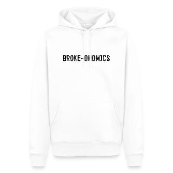 Broke-onomics Drôle Cassé Economie Récession Blague - Sweat à capuche Premium bio Homme - blanc - Devant - Nico (187cm)