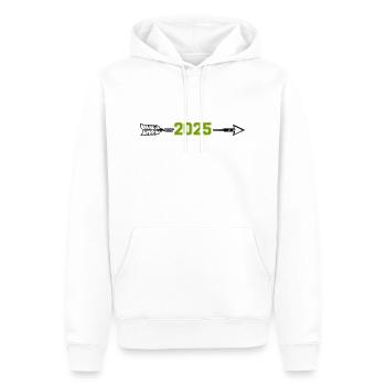 Flèche 2025 - Sweat à capuche Premium bio Homme - blanc - Devant - Nico (187cm)