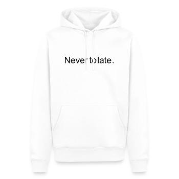 Never to late - Männer Premium Bio Hoodie - Weiß - Vorne - Nico (187cm)